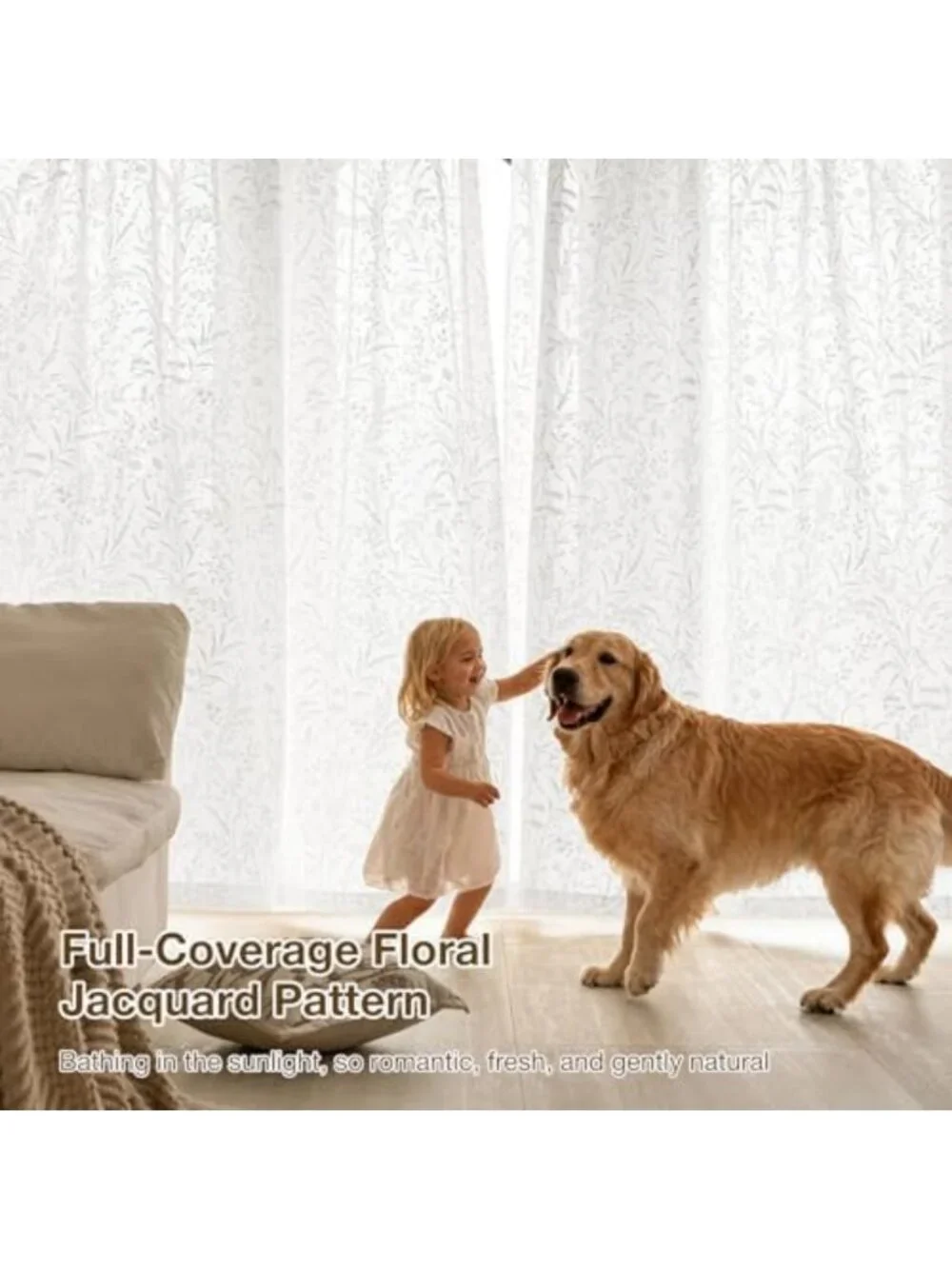 Light Filtering White Semi-Sheer Curtains, 54